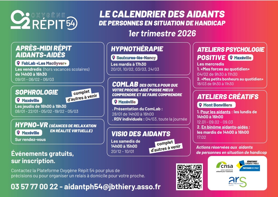 Repit CREHPSY - Calendrier 1er tri 2026 Oxygène Répit 54