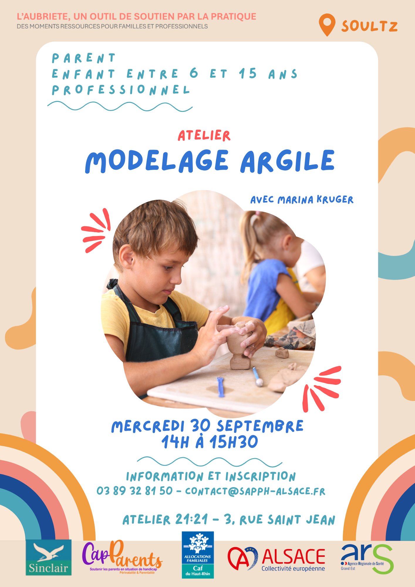 Atelier modelage argile mercredi 30 septembre