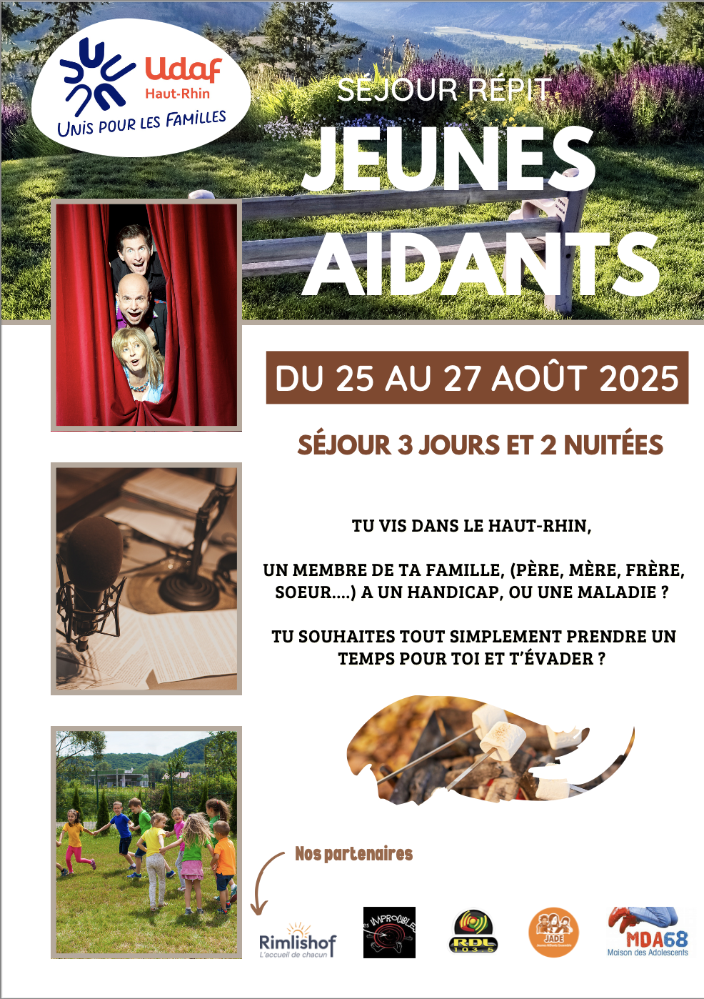 Du 25 au 27 aout séjour répit jeunes aidants Udaf 68