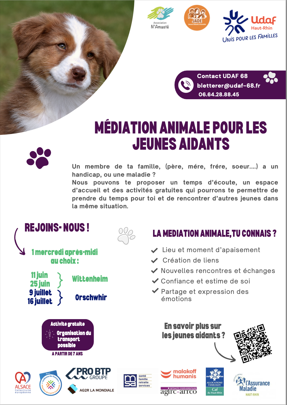 Médiation animale pour les jeunes aidants Udaf 68