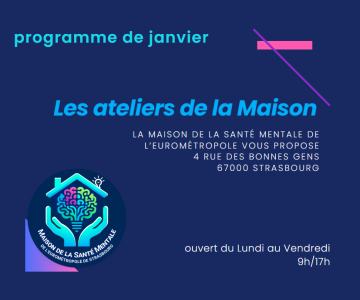 Programme Janvier 2026 ateliers Maison de la Santé Mentale