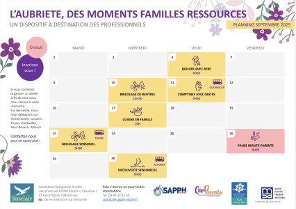 Planning de Septembre 2025 Aubriète