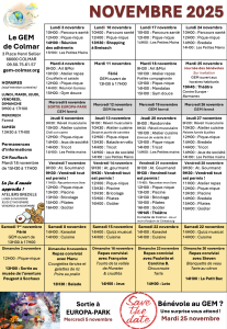 Planning novembre 2025 GEM de Colmar