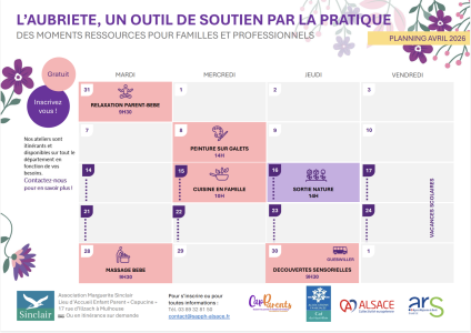 Planning Aubriète d'avril 2026